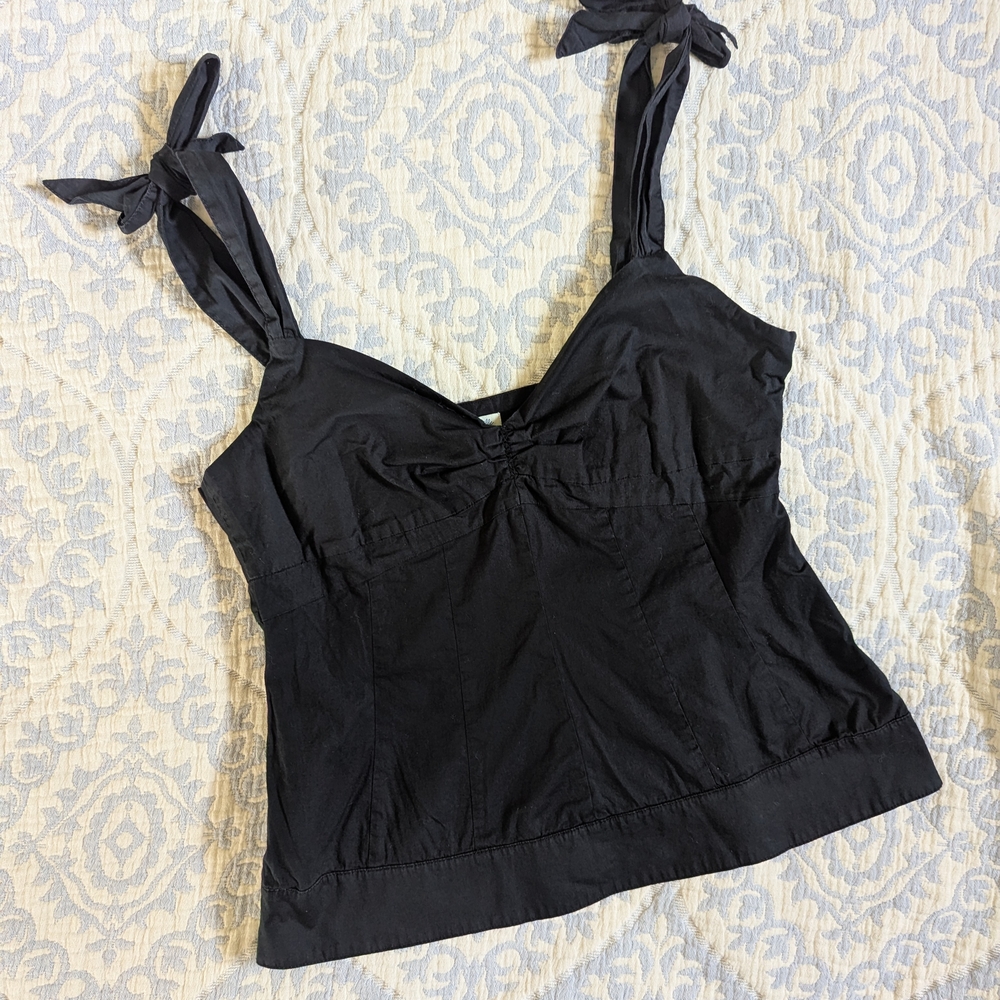 Odille Black Tie-Shoulder Tank Top